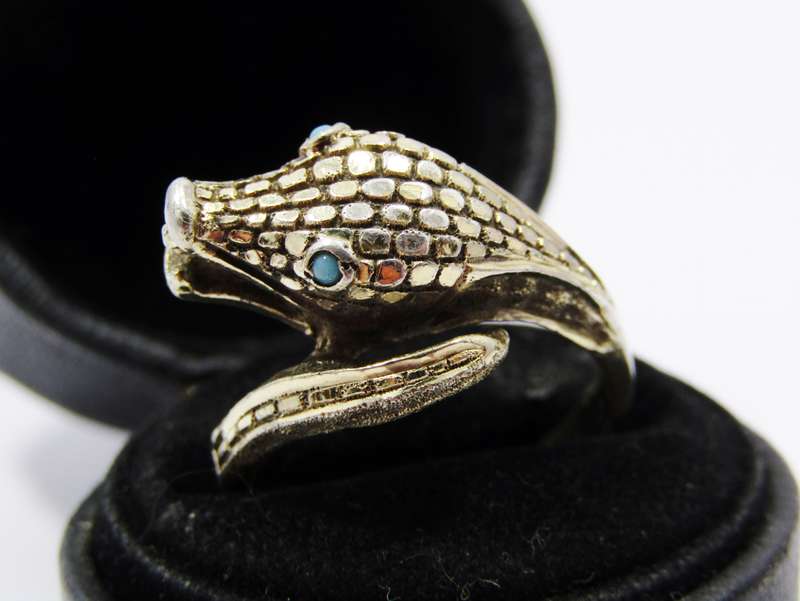Beautiful! Vintage Spanish Hallmarked Silver Gilt Snake Ring