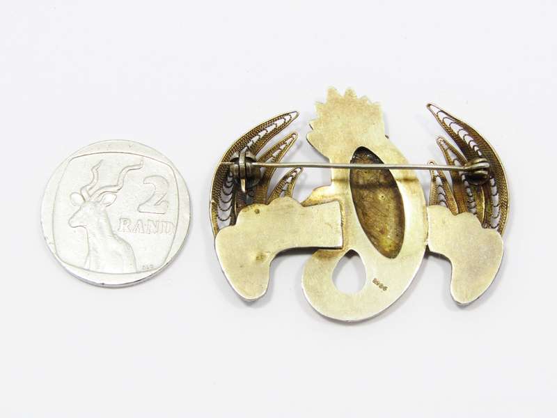Antique/Vintage Oriental Filigree Silver Gilt Stork Brooch
