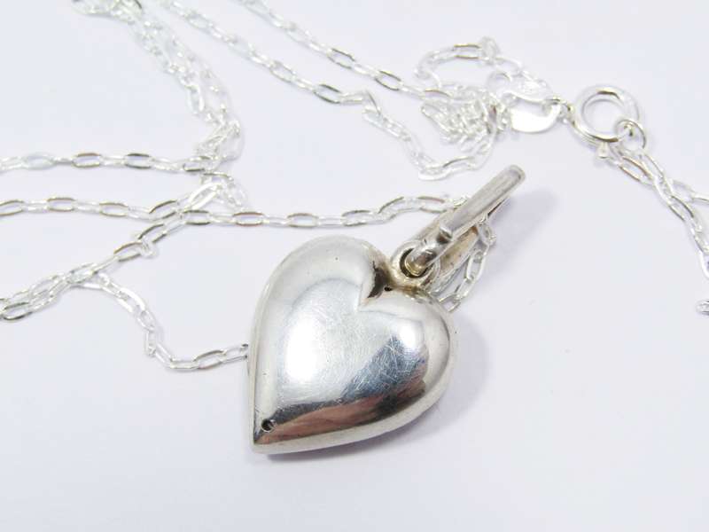 Antique Victorian Revival Paste Stone Puffy Heart Pendant
