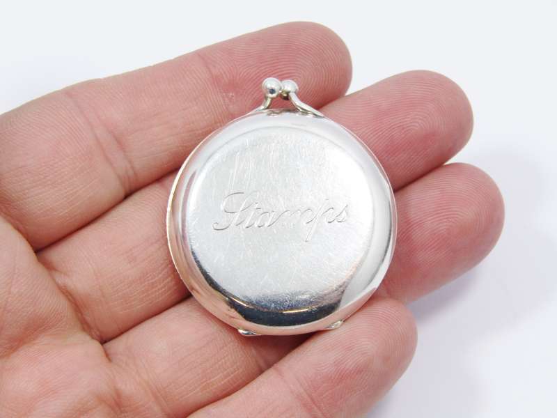 Antique (c1906) Hallmarked Silver Stamp Holder