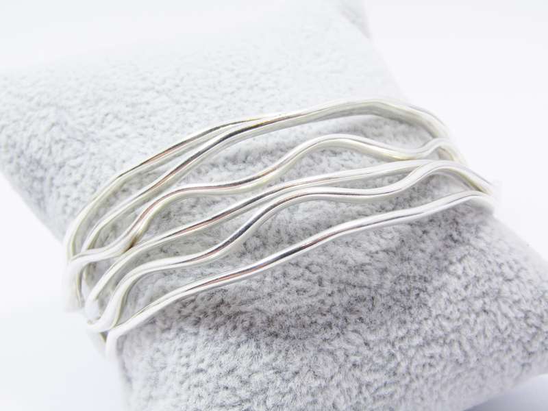 Stunning Flat Sturdy Wavy Design Bangles in Sterling Silver