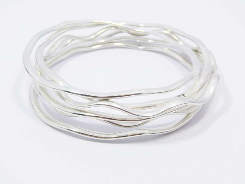 Stunning Flat Sturdy Wavy Design Bangles in Sterling Silver