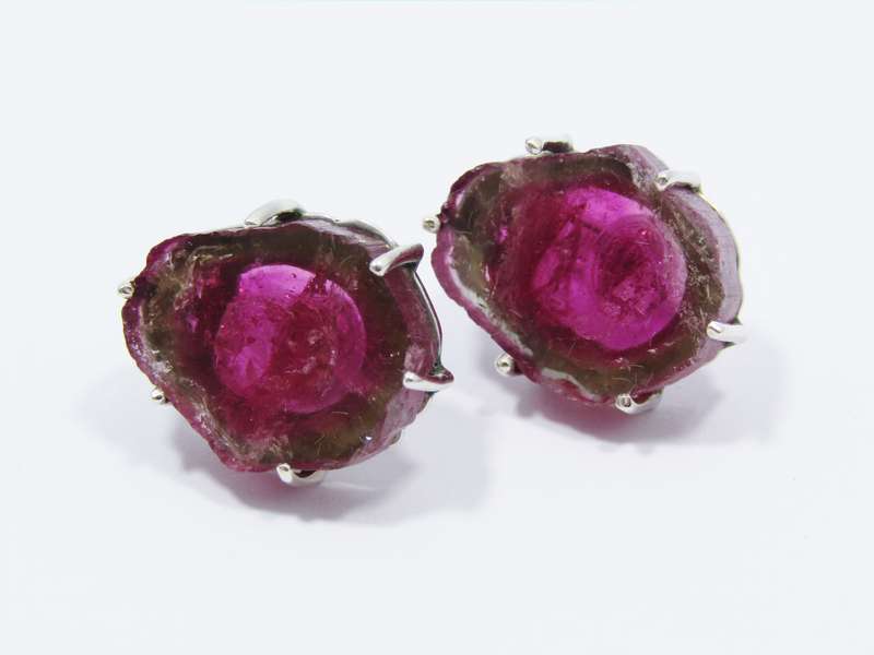 Pair of Beautiful Watermelon Tourmaline Silver Earrings