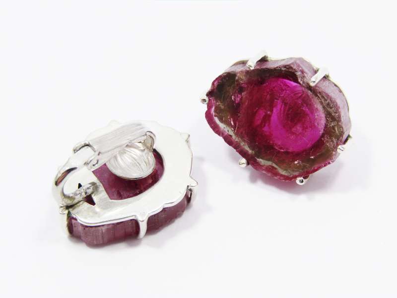 Pair of Beautiful Watermelon Tourmaline Silver Earrings