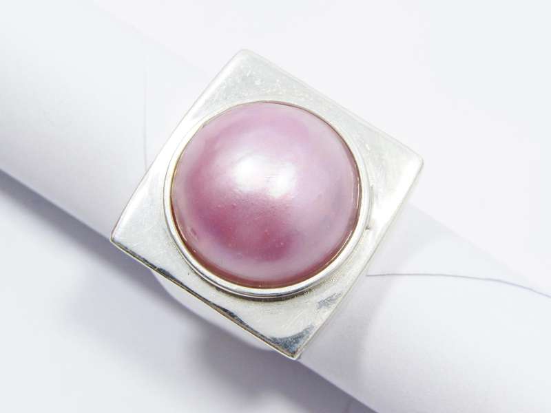 Beautiful Chunky Pink Mabe Pearl Ring in Sterling Silver