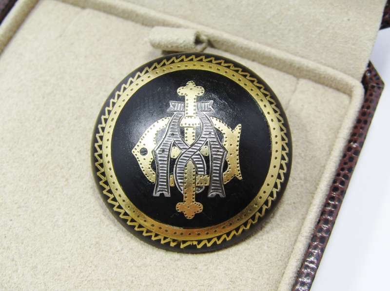 Antique Pique Tortoise Shell with Gold Inlay