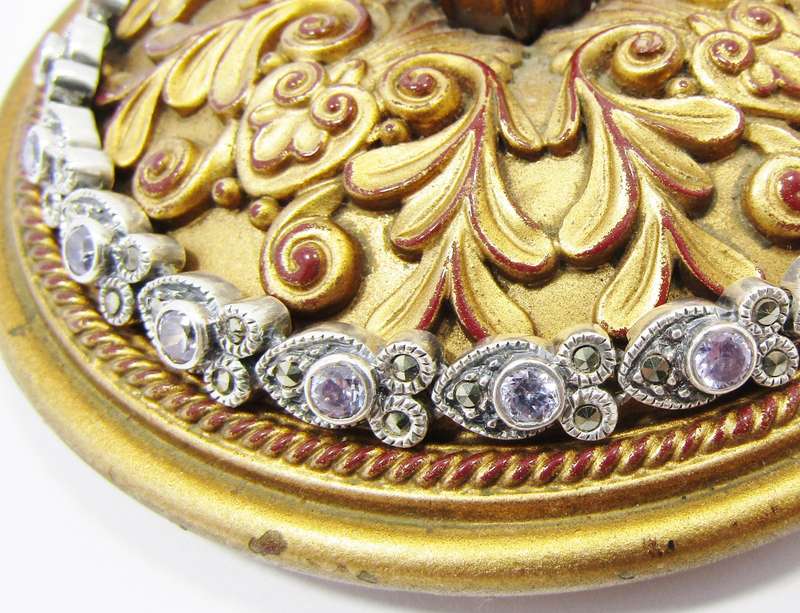 A Gorgeous Vintage Design Zirconia Tennis Bracelet With Marcasite's in Sterling Silver.