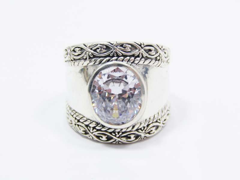 A Stunning Huge Zirconia Ring in Sterling Silver.