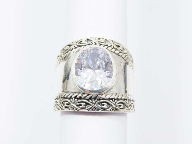 A Stunning Huge Zirconia Ring in Sterling Silver.