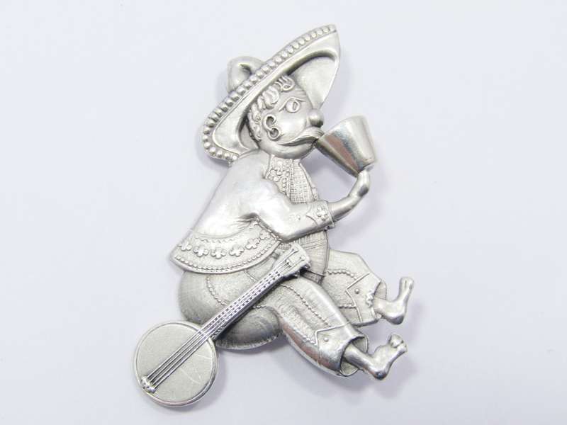 A Gorgeous Candida  Mexican Mariachi Band Brooch in Sterling Silver