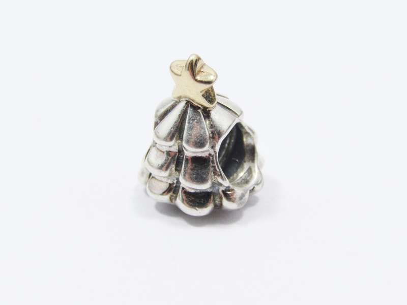 Original Pandora Sterling Silver & 14K Xmas Tree Charm