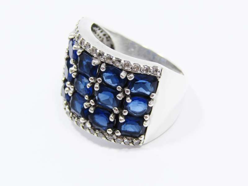A Gorgeous Broad Blue Zirconia Ring in Sterling Silver.