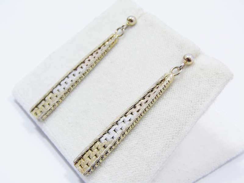 A Stunning Pair of Two Tone Dangling Earrings in a Gold Tone Over Sterling Silver