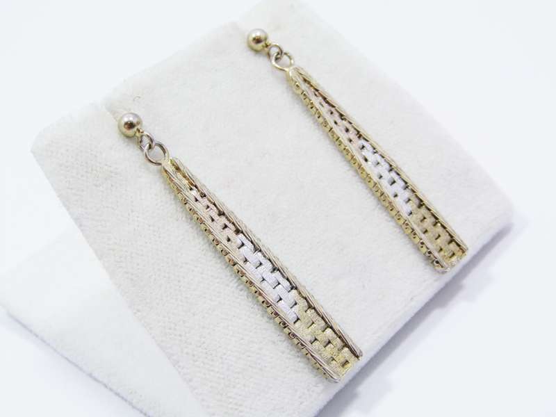 A Stunning Pair of Two Tone Dangling Earrings in a Gold Tone Over Sterling Silver