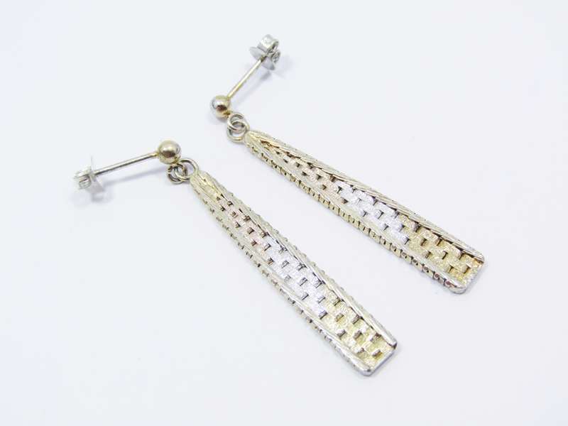 A Stunning Pair of Two Tone Dangling Earrings in a Gold Tone Over Sterling Silver