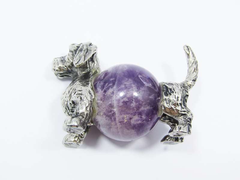 Vintage Silver-Plated "Doggy" Gemstone Figurine
