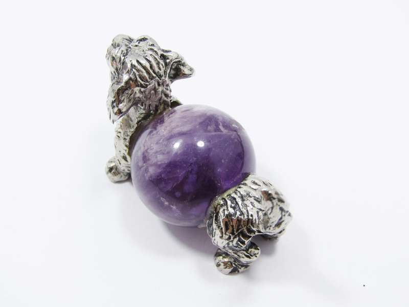 Vintage Silver-Plated "Doggy" Gemstone Figurine
