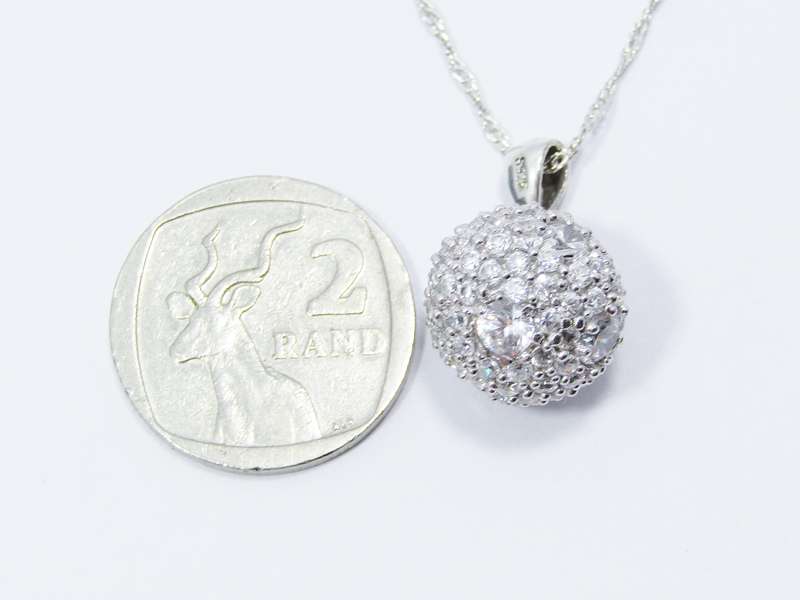 A Stunning Detailed Glitter Ball Pendant On Chain in Sterling Silver.