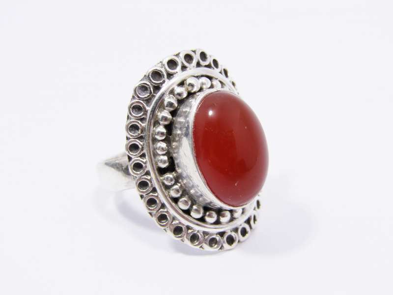 A Gorgeous Bohemian Design Carnelian Ring in Sterling Silver.