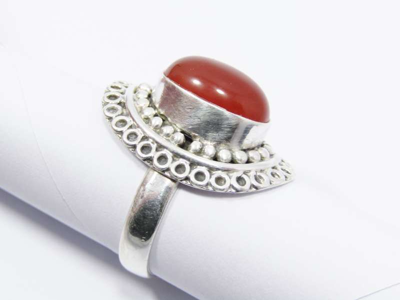 A Gorgeous Bohemian Design Carnelian Ring in Sterling Silver.