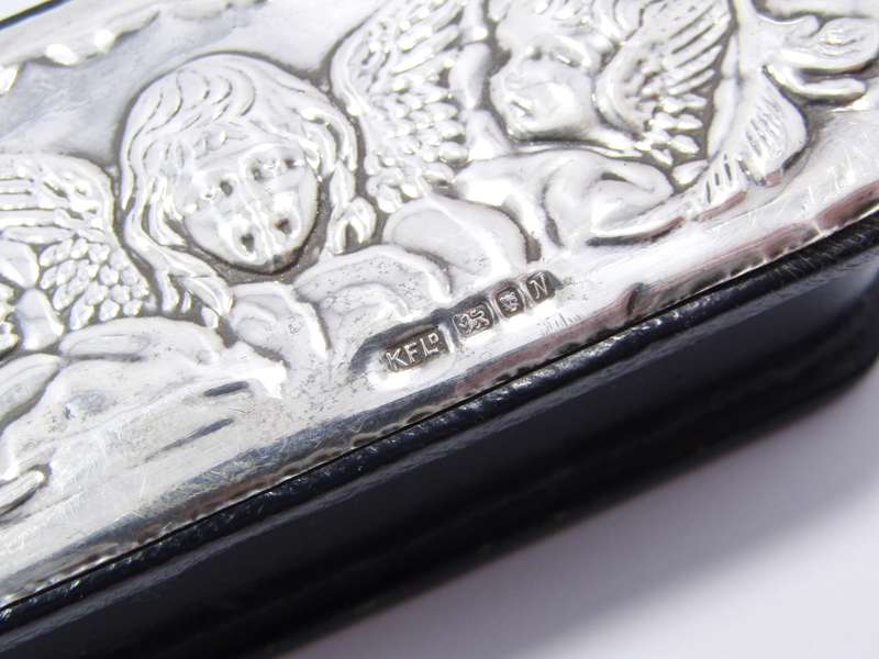 Lovely Vintage Silver Hallmarked & Leather Container