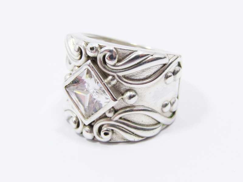A Beautiful Broad Zirconia Ring in Sterling Silver