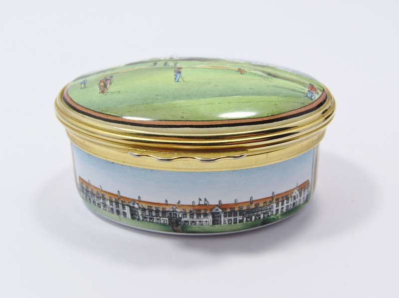 Rare, Halcyon Days "Turnberry Golf Course" Enameled Box