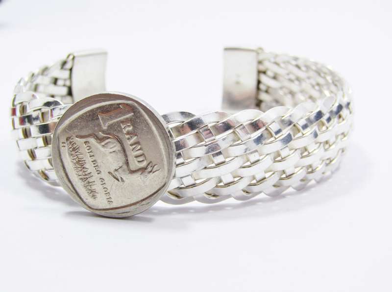 A Gorgeous Woven Cuff Bangle in Sterling Silver.