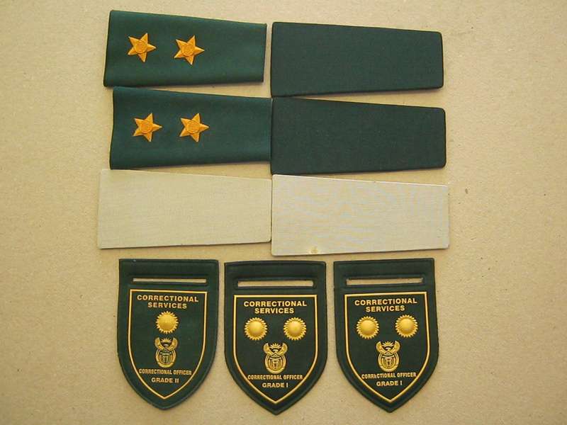 SA Correctional Services Epaulettes and shoulder Flashes.