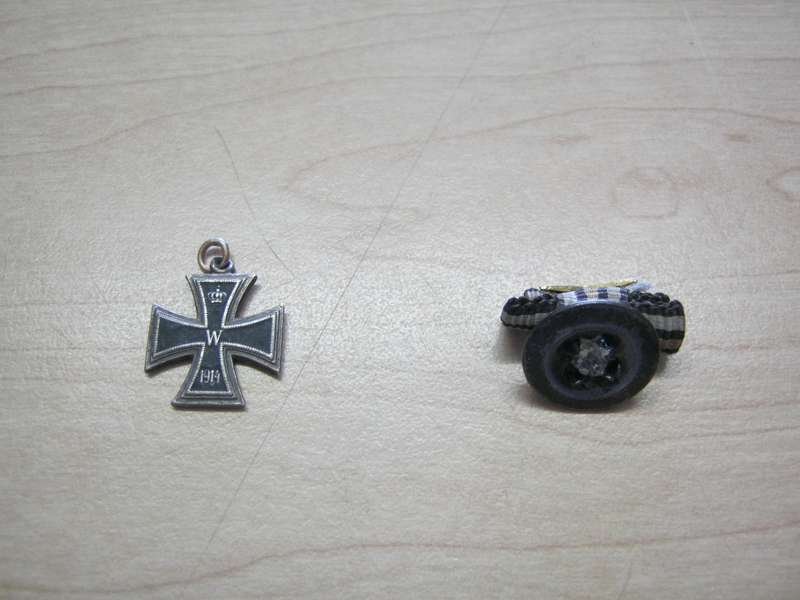 WW 1 German Mini Iron Cross and button ribbon.