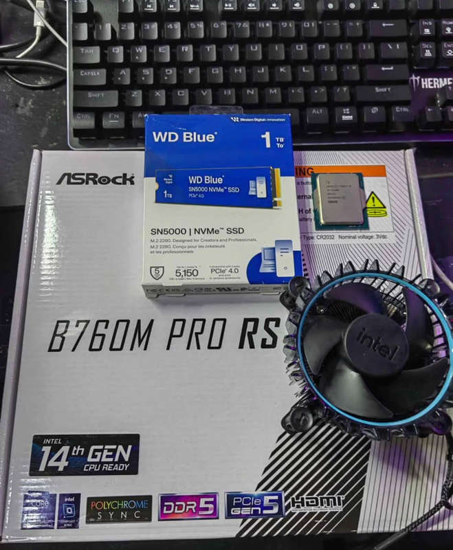 Upgrade Combo: Brand New sealed ASRock B760 Pro RS DDR5 + i5 12400 +  1 TB nvme