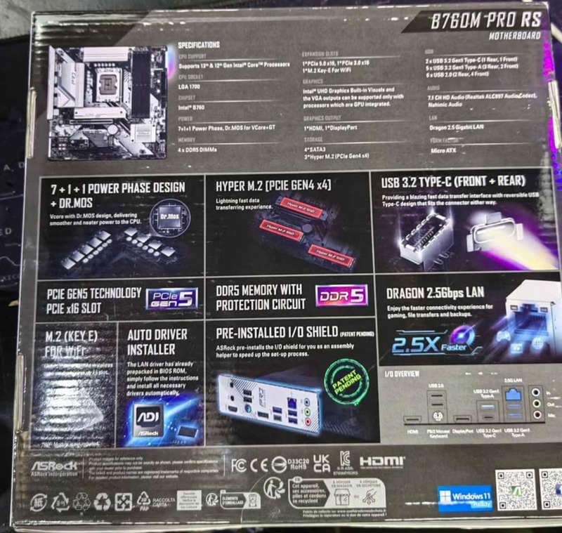 Upgrade Combo: Brand New sealed ASRock B760 Pro RS DDR5 + i5 12400 +  1 TB nvme