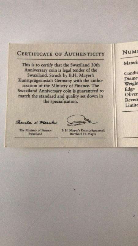 5 0z OF FINE SILVER 999. 30TH ANNIVERSARY.LIMITED MINTAGE