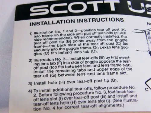 Pack of 9 Scott Dirt goggles tear offs