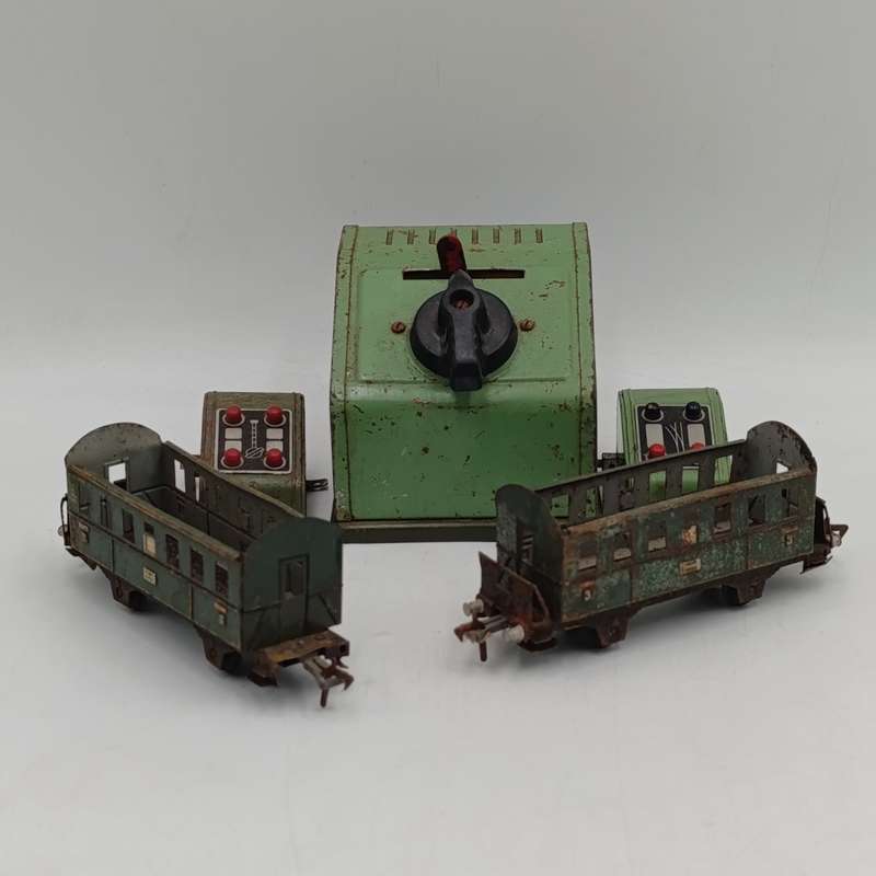 Vintage Fleischmann transformer change over switches and 2 coaches