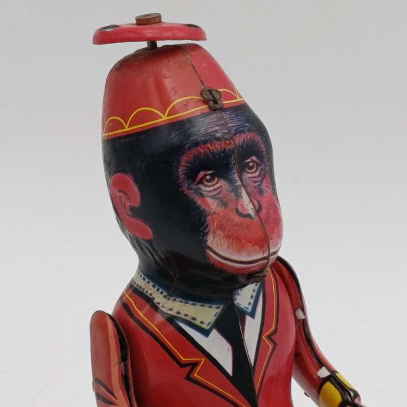 Vintage Mechanical Circus monkey on tricycle toy - needs some TLC