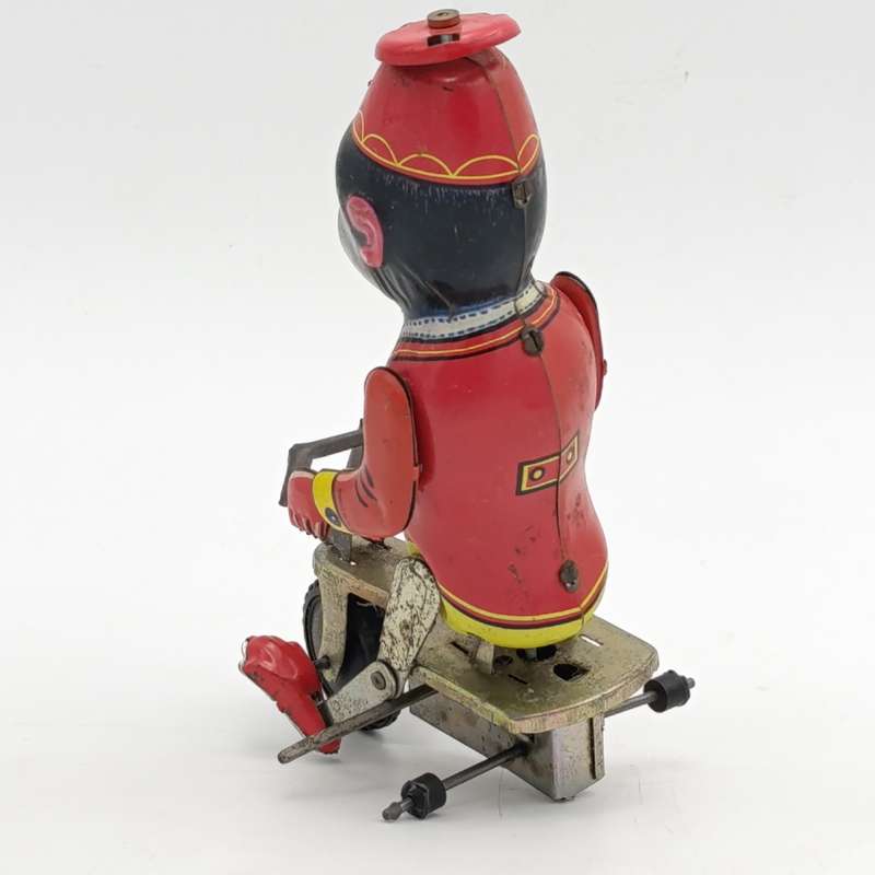 Vintage Mechanical Circus monkey on tricycle toy - needs some TLC