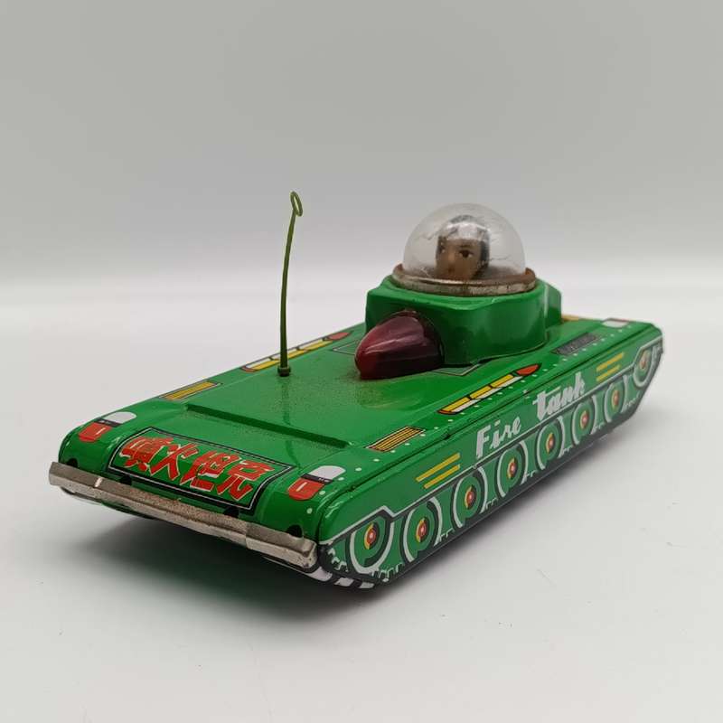 Vintage Chinese MF956 tinplate Fire tank friction toy