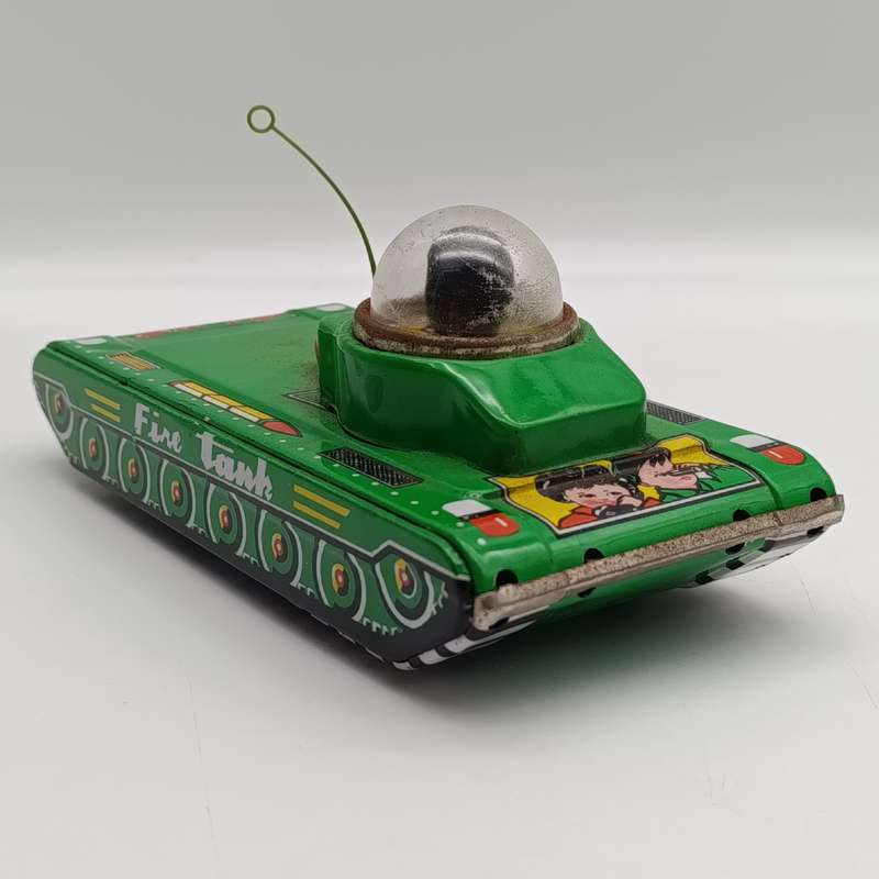 Vintage Chinese MF956 tinplate Fire tank friction toy