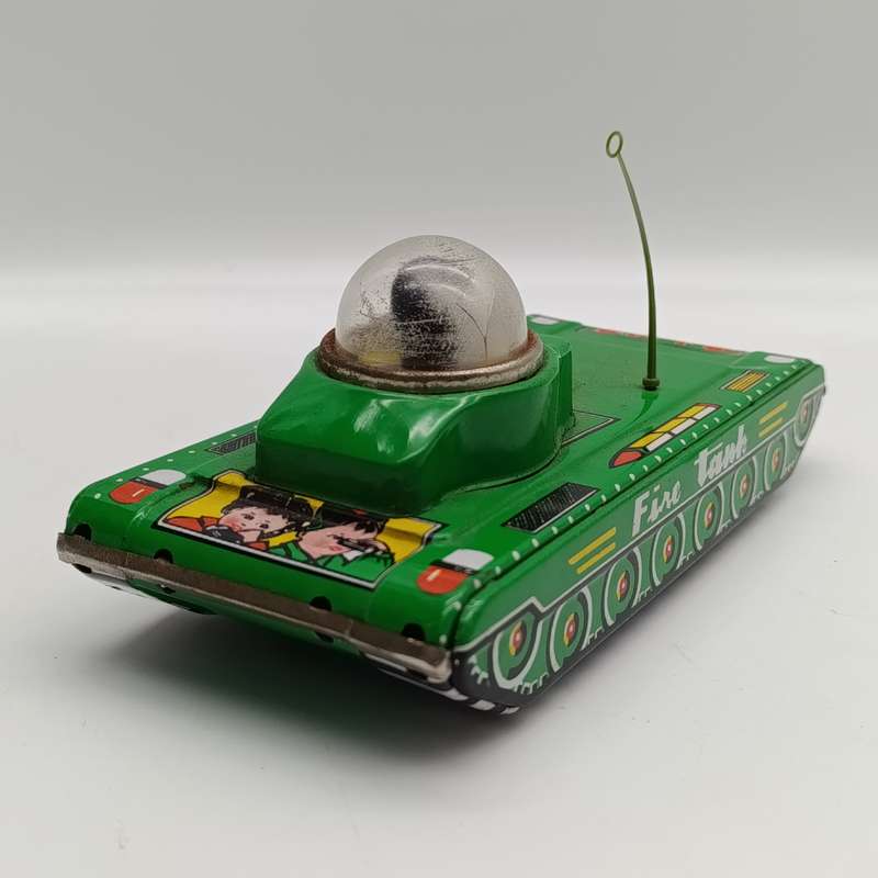 Vintage Chinese MF956 tinplate Fire tank friction toy