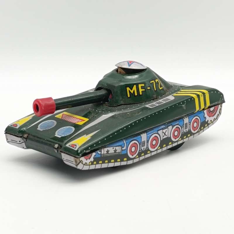 Vintage Japanese MF721 tin plate Light tank friction toy