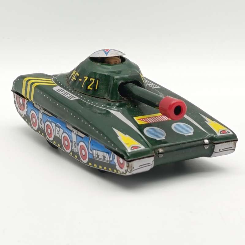 Vintage Japanese MF721 tin plate Light tank friction toy