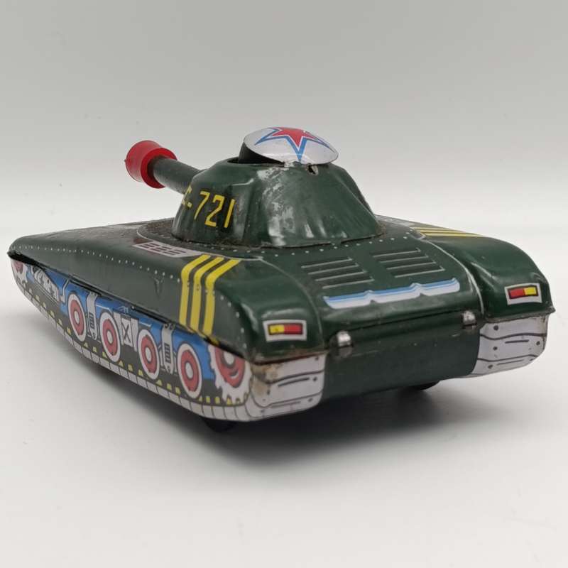 Vintage Japanese MF721 tin plate Light tank friction toy