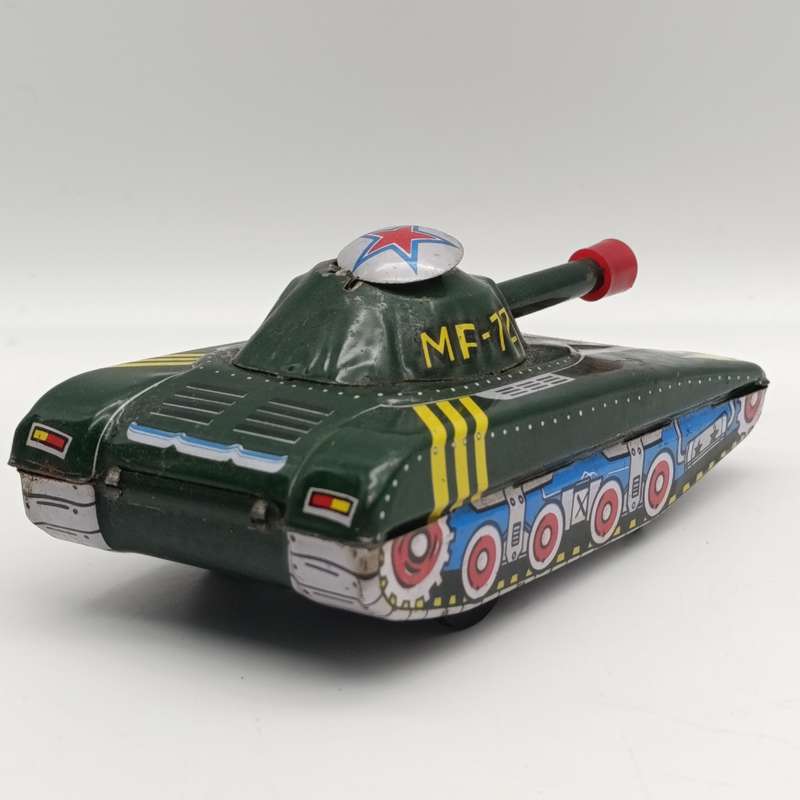 Vintage Japanese MF721 tin plate Light tank friction toy