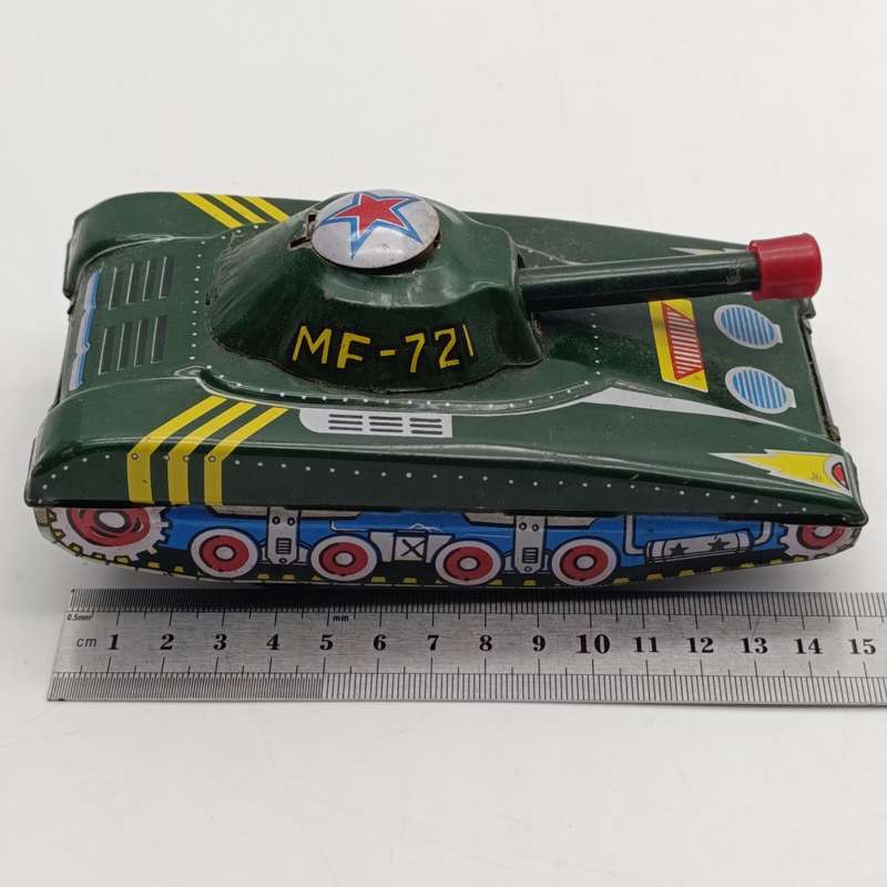 Vintage Japanese MF721 tin plate Light tank friction toy