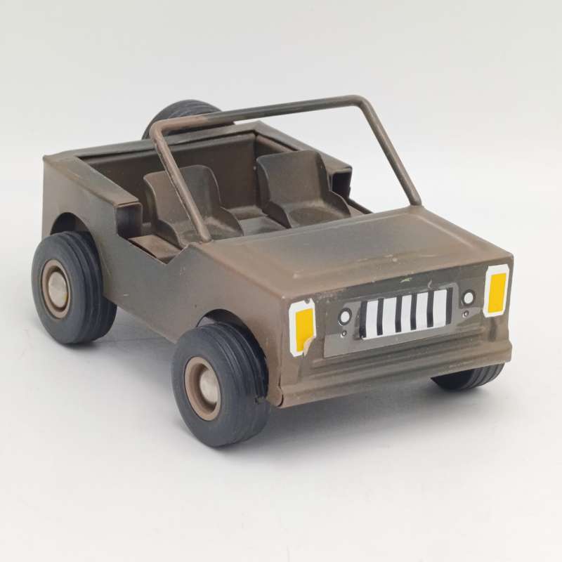 Vintage Pressed Steel Camo SA Army Jeep with trailer
