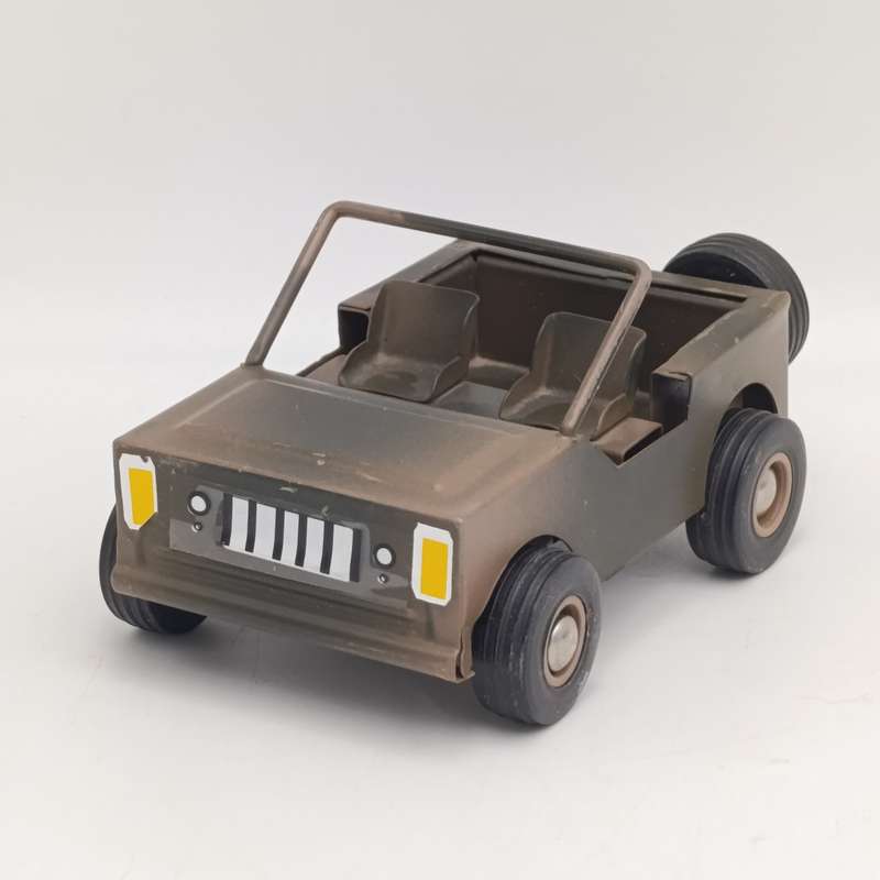 Vintage Pressed Steel Camo SA Army Jeep with trailer