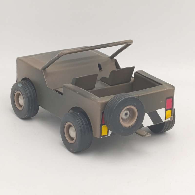 Vintage Pressed Steel Camo SA Army Jeep with trailer