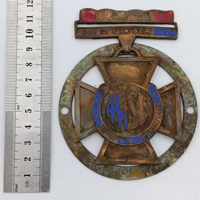 Vintage African Motorists Service League safety service car medal badge