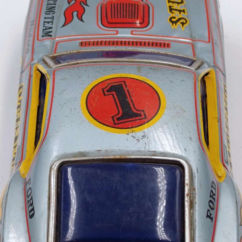 Vintage Ford Mustang Stunt car - tin plate - battery operated - not working